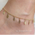 Verano Footlet temperamento hojas hueco oro Simple tobillera pulsera